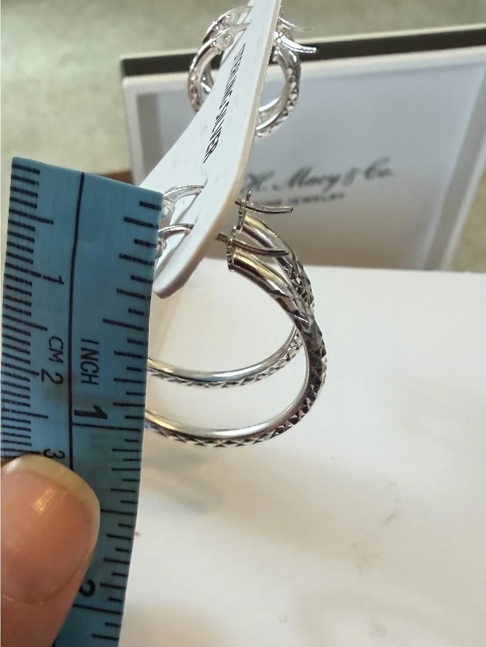 Macy's Sterling Silver Textured Hoop Earrings - Silver